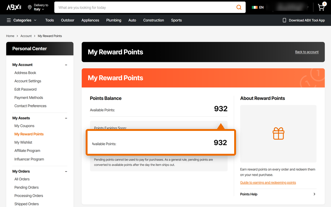 Check your available credits after your order ships