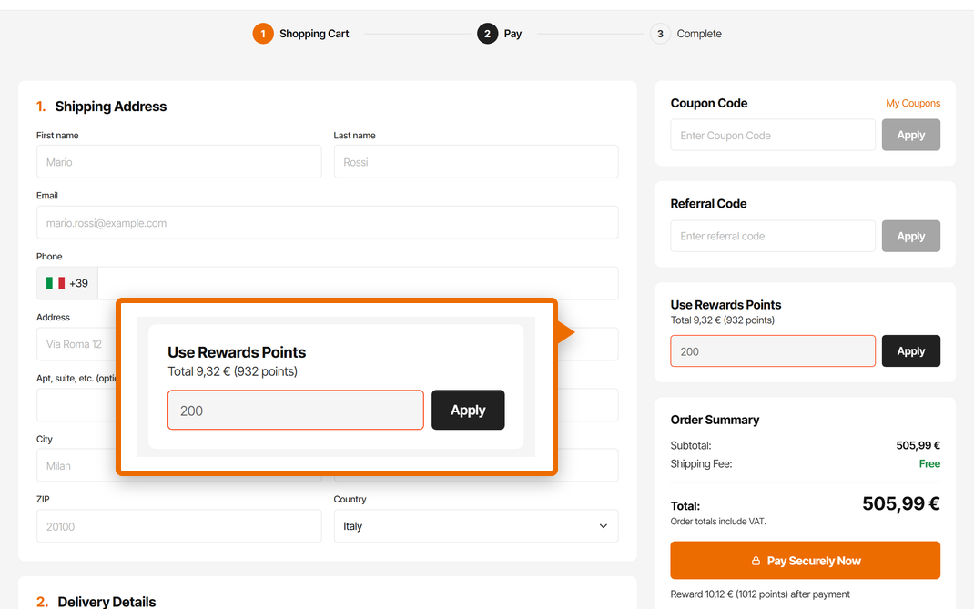 Enter the amount you want to deduct when you check out