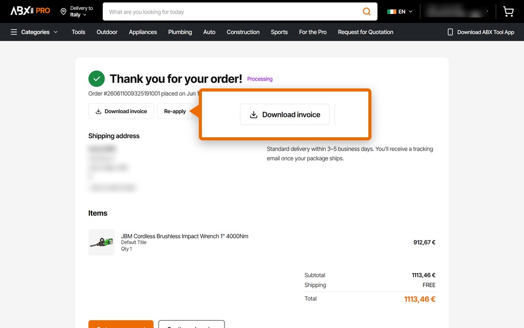 Download invoice