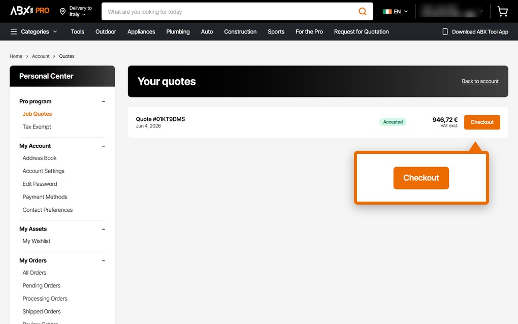 Quote details page